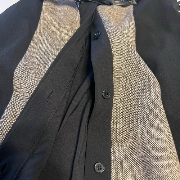 Vince Camuto Black and Tan Midi Button Belt Dress 2 - Picture 9 of 10